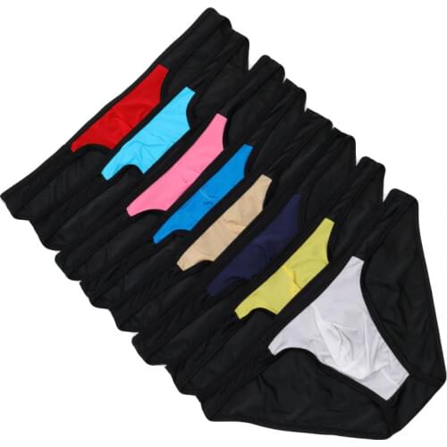 8PCS Mens Briefs U Convex Thin Ice Silk Low Waist Sexy Bikini Underpants Shorts Underwear Men Sexy Underwear Hot Sale Pantie