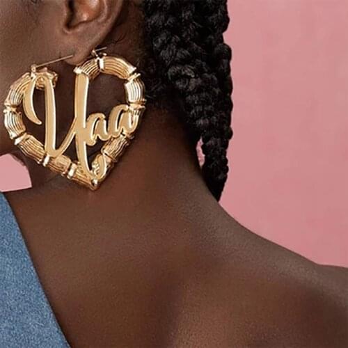 Uwin Hiphop Jewelry Custom Name Hoop Earrings for Women Girls Big Hoop Name Earrings Trendy Fasshion Accessories Jewelry