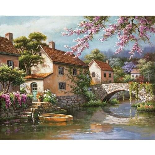 Landscape Scenery DIY Embroidery Cross Stitch 11CT Kits Craft Needlework Set Printed Canvas Cotton Thread Home Dropshipping