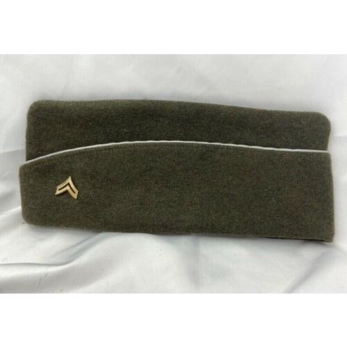 WW2 US ARMY OFFICERS WOOL GARRISON CAP HAT & NCO CORPORAL RANK GOLDEN INSIGNIA SOLDIER MILITARY HAT WAR REENACTMENTS
