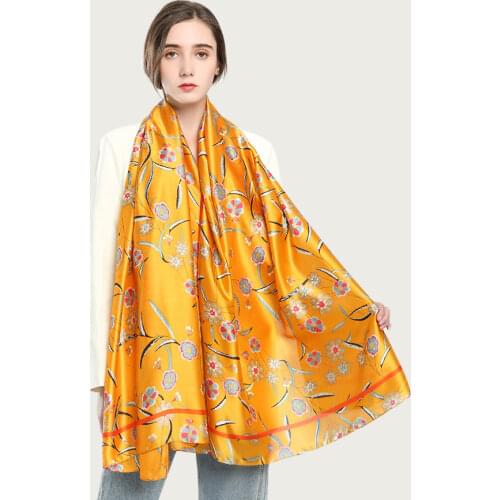 New Fresh Floral Pattern Soft Scarf for Women Large Silk Shawl Stole Fashion Design Neck Scarf [5032]