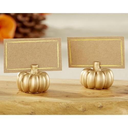 160pcs Gold Color Pumpkin Shape Place Card Holder Wedding Party Table Name Picture Holder SN1069