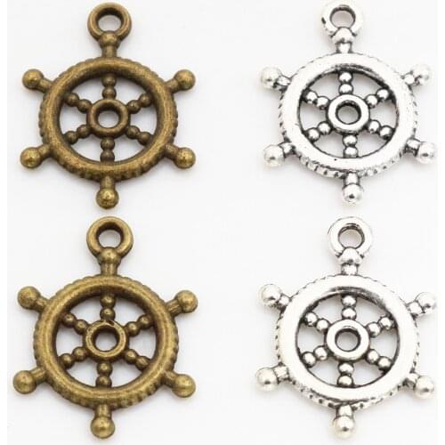 20x15mm 30pcs Antique Bronze and Antique Silver Plated Rudder Handmade Charms Pendant:DIY for bracelet necklace