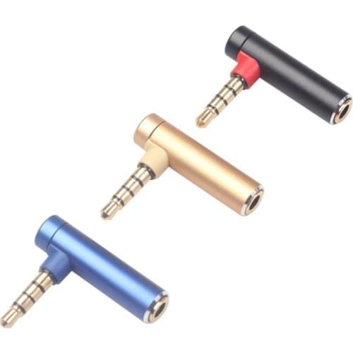 3.5mm Male to Female Adapter 90 Degree Right Angle Converter L-shaped Elbow Connection Headphone Cable