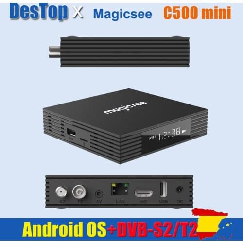 3PCS C500 mini Amlogic S905W Android TV Box Digital Satellite Receiver DVB-S2X/S2 DVB T2 Android 4k TV Box