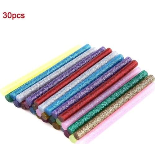 30pcs/pack Multi Colors Glitter Hot Glue Sticks Non-toxic High Adhesive Sticks Melt Glue DIY Decor Handcraft Tools