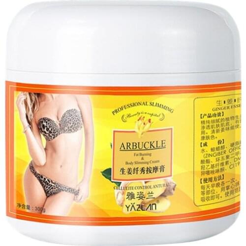 300g Hot Sale Ginger Slimming Cellulite Massage Cream Stovepipe Promote Slimming Health Care Waist Body Body Fat Thin Burn E8O3