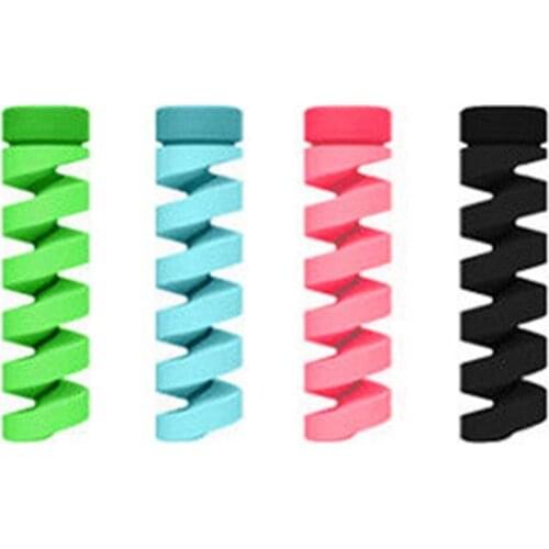 4Pcs/Set Spiral Cable protector Data Line Silicone Bobbin winder Protective For iphone Android USB Charging earphone Case Cover