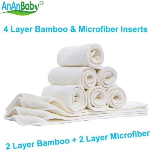 5pcs Baby Insert Bamboo Blend Inserts 4 Layers Reusable Insert Bamboo Liner Inserts For Baby Pocket Diaper Cover Size 14x35CM