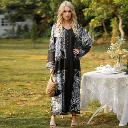 Dubai Abaya Is A Summer 2021 Fashion New Dress For Muslim Women In Turkey Print Holiday Loose Casual Dress Vestidos