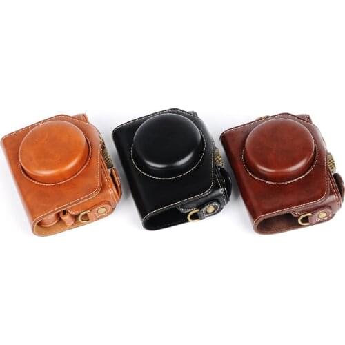 Pu Leather Camera Case For Canon G7X G7 X Digital Camera Bag Cover + strap Top 3 Color Black Brown Coffe