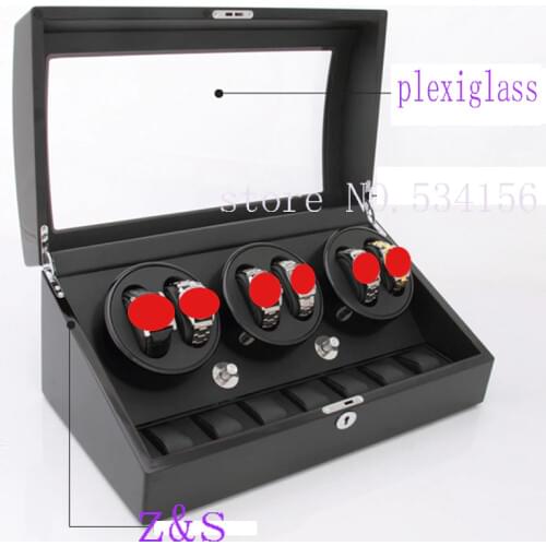 6+7 wooden watch winder with high gloss piano paint,automatic watch winder box watch case storage display watch box