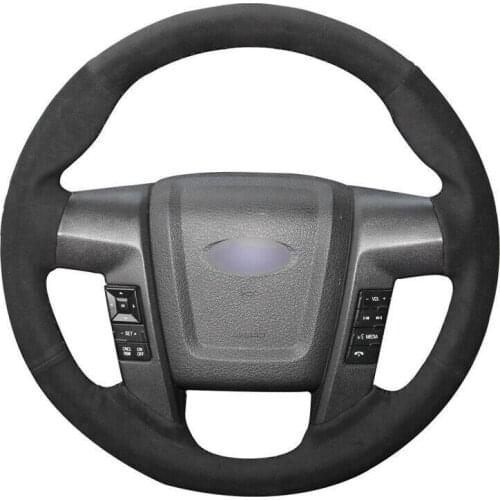 For Ford F150 F-150 SVT Raptor 2010 Custom Made DIY DIY Black Suede Car Steering Wheel Cover Anti-slip fit all season