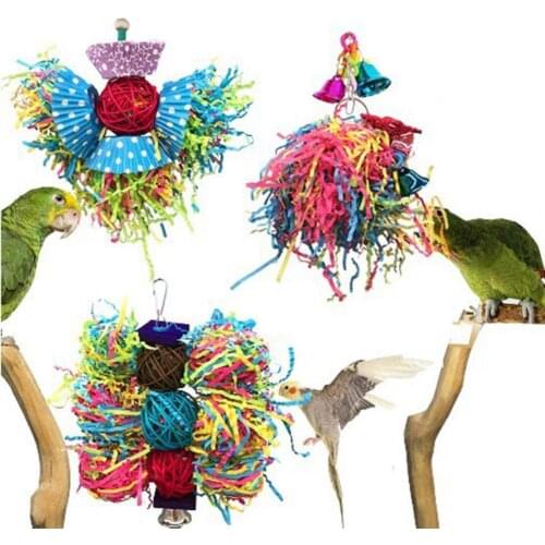Eco-friendly Eye-catching Parrot Sepak Takraw Bites Cages Toys Woven Bird Chew Toy Anti-fade for Small Birds