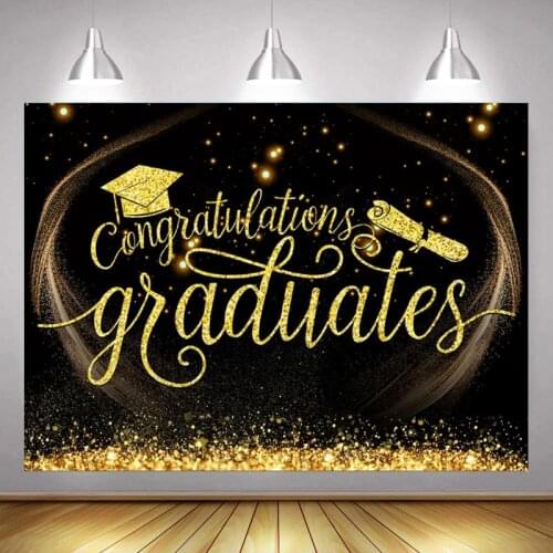 Doctoral Cap Black Gold Background Students Graduation Season Party Scene Decoration Studio Photography Special Photo Cloth