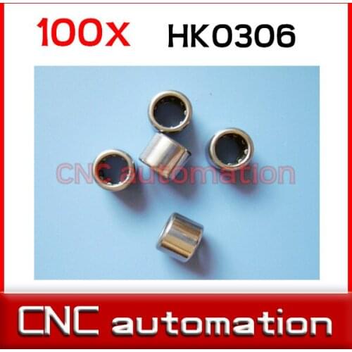 100pcs HK0306TN Drawn Cup Needle Roller Bearing With Two Open Ends 3x6.5x6mm for 3mm shaft