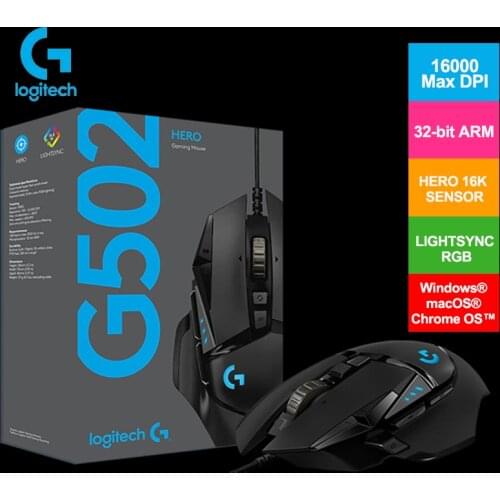 Logitech Game Mouse G502 HERO with 16,000DPI High Performance Gaming Mouse HERO Programmable Tunable LIGHTSYNC RGB 32-bit ARM