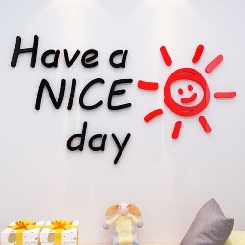 Ins Style 3d Stereo English Stickers Nice Day Creative Diy Acrylic Wall stickers for Living Room Kids Rooms Home decor Sticker