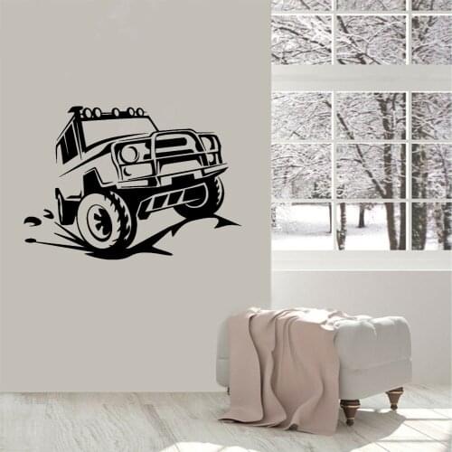 Jeeps Rock Car Racing Vinyl Wall Decal Art Sticker Man Cave Decor Boys Room Decorative Stickers Black Car dw9933