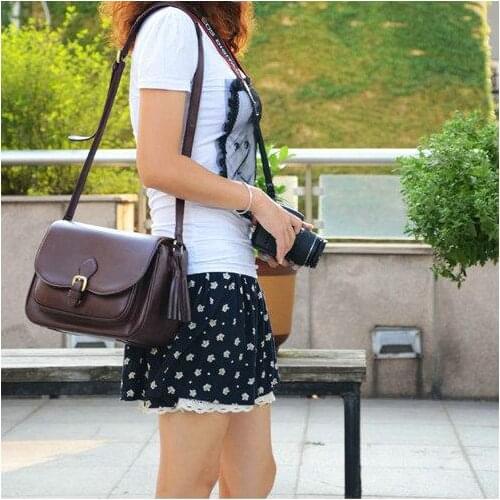Coffee PU Leather DSLR SLR Camera Case Bag For Nikon Canon Sony Fuji Pentax Olympus Leica Outdoor Bag Photograph Bag