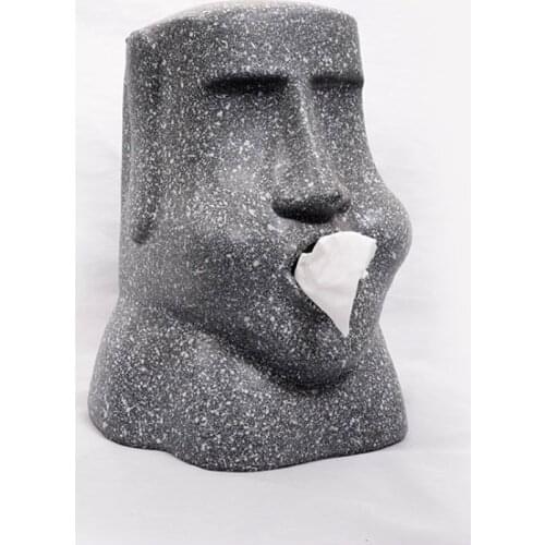 Creative Easter Island Moai Paper Holder Tissue Box Stone Figure Paper Holder 3D Sanitary Paper Storage Bar Bathroom Organizer