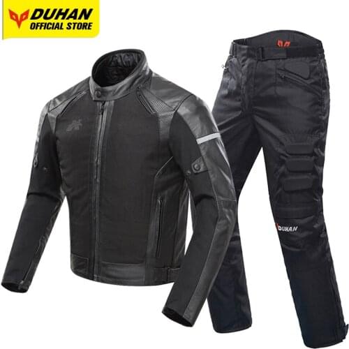DUHAN Motorcycle Jacket & Pants Genuine Leather Windproof Motocross Jacket Moto Cycling Chaqueta Waterproof Jaqueta Motoqueiro