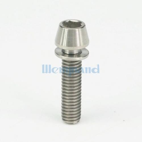 LOT 4 M5 x 20mm Original Color TC4 GR5 Titanium Alloy Allen Hex Screw Taper Cone Head Bolts With Washer For Bicycle
