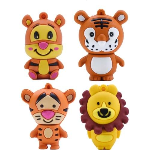 Cute Animal Pen drive Cartoon Tiger Usb Flash Drive 4GB 8GB 16GB 32GB 64GB PenDrive 128GB 256GB Memory Flash Stick U Stick Gift