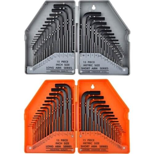 30Pcs Hex Key Allen Wrench Set 0.028"- 3/8" Inch & 0.7mm-10mm