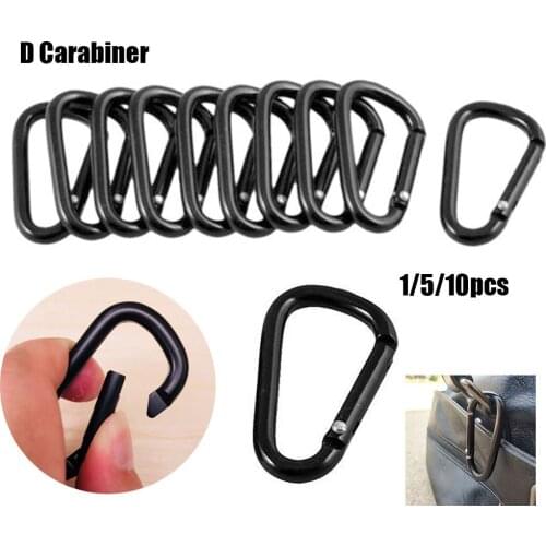 Outdoor Sports Black-color Aluminium Safety Buckle Keychain Black Climbing Button Camping Hiking Hook Alloy Carabiner