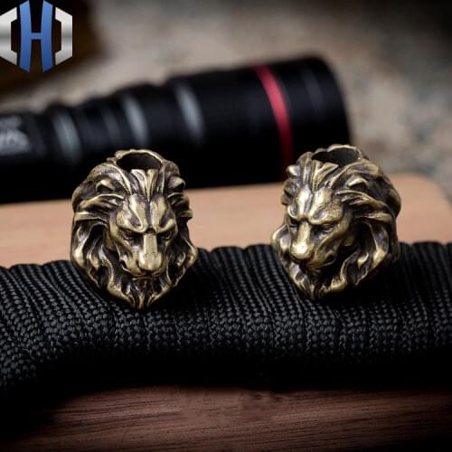 Original Lion King Knife Paracord Beads Handmade Key Pendant Outdoor EDC Copper Pendant DIY Knife Beads