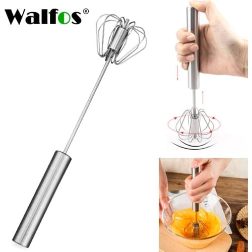 WALFOS Stainless Steel Hand Pressure Rotating Semi-Automatic Mixer Coffee Milk Mixing Eggbeater Handheld Kitchen Cooking Tool