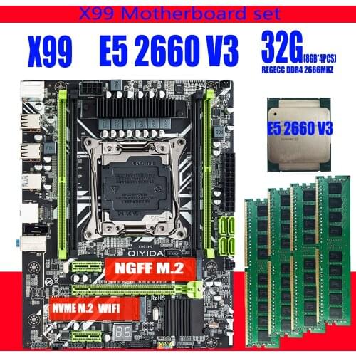 X99 motherboard with 2*8G=16GB DDR4 2666Mhz REGECC memory combo kit set NVME USB3.0 MATX Server