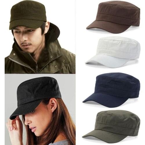 Adjustable Classic Plain Cap Vintage Army Military Cadet Style Cotton Hat