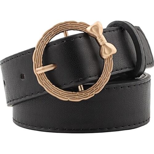 New Women PU Leather Belt Alloy Round Pin Buckle Waist Belt Fashion Designer Brand Strap Waistband For Female Trouser Dress