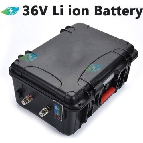 Fishing Boats 36V 120Ah 100Ah 150Ah lithium li ion battery pack with BMS rechargeable for 2000w 3500w power tools+10A Charger