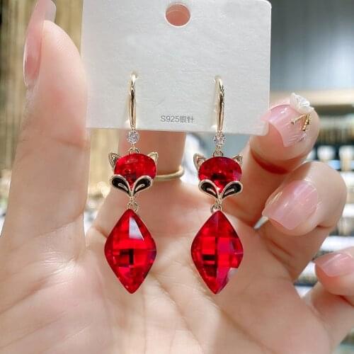 Temperament cute little fox pendant earrings Korean style wild earrings trendy Fashion Simple Women exquisite Jewelry Earrring