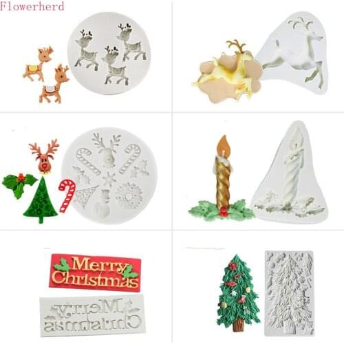 Christmas Tree Elk Fondant Cake Silicone Mold Chocolate Cookie Mold Cake Decorating Tools Plaster Mold Candle Mold Pastry Tools