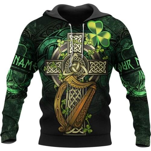 New badge and Celtic cross 3D full print zipper hoodie Fall/winter fashion hoodie unisex street Harajuku casual sweatshirt