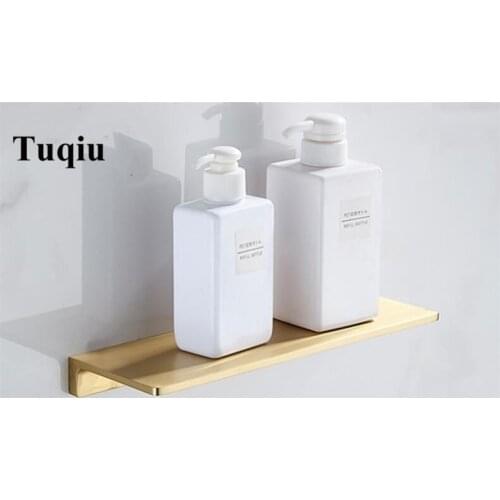 Tuqiu Total Brass Wall Mounted Bathroom Shelf Soap Dish Bath Shower Shelf Brushed Gold Bath Shampoo Holder Basket Holder