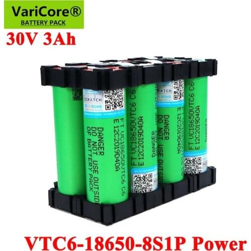 VariCore 30V 18650 VTC6 3000mAh battery 20 amps 29.6V 8S1P for Screwdriver Electric hand drill batteries weld battery pack