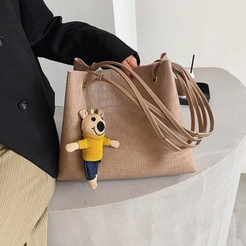 High Capacity PU Leather Shoulder Bags for Women 2020 Trending Branded Designer Handbags Womens Stone Pattern Large Hand Bag