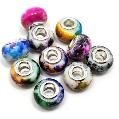 YIQIFLY free Shipping 50pcs 14mm diameter new style mix colors round resin beads fit European charms bracelet DIY