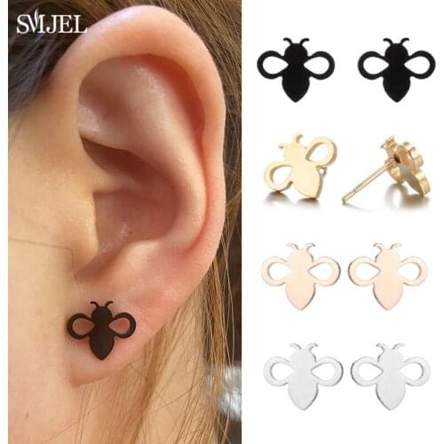 Temperament Stainless Steel Insect Bee Stud Earrings for Women Cute Honeycomb Animal Small Earrings Jewelry Brincos Child Gift
