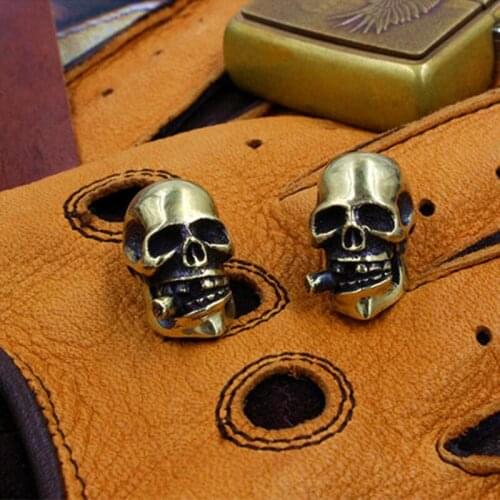1PC EDC Paracord Beads Smoking Skull Retro Brass Copper Umbrella Rope Cord Lanyard Pendants Knife Beads Outdoor Accessories