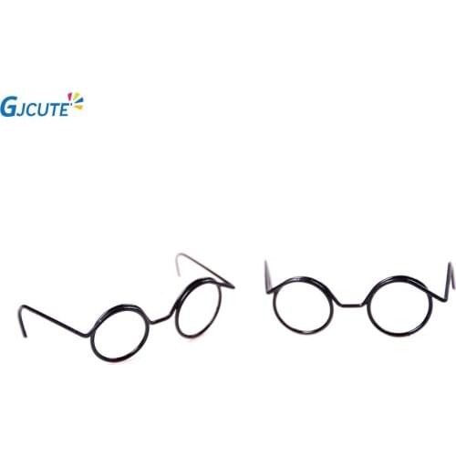 2Pcs Round Frame Lensless Retro Cool Doll Glasses For Doll