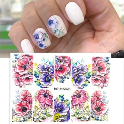1pcs Embossed Engraved Scrub Flower 3D Nail Sticker Empaistic Water Slider Gel Polish Beauty Accessory Spring Style