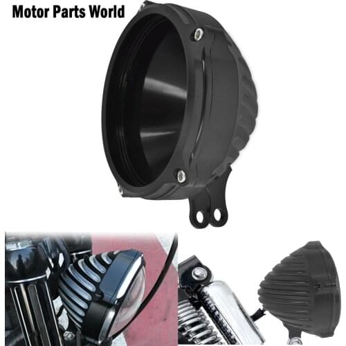 5.75'' Motorcycle CNC Headlight Cover With Bottom Mount Configuration Billet Aluminum For Harley Dyna FXDB Softail Sportster XL