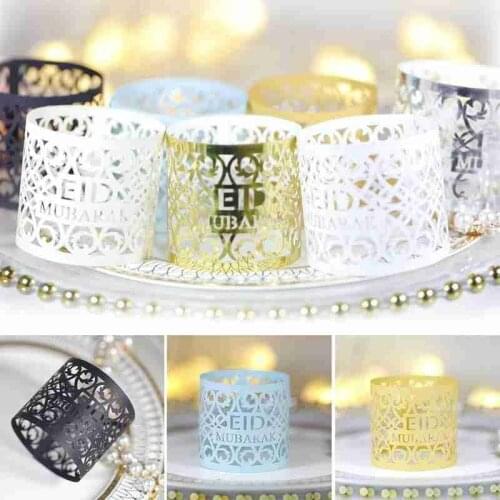 5pcs/lot Ramadan Decoration Eid Napkin Holder Table Decoration Hollow Out Paper Napkin Holder Eid Mubarak Ramadan Kareem Decor
