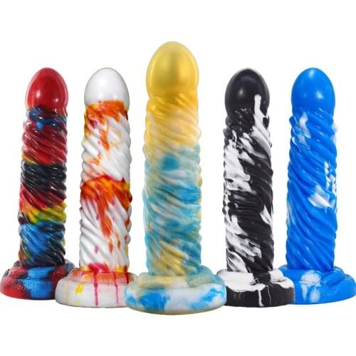 5 Styles Graffiti Anal Plug Dildo With Suction Cup Sex Toys For Women Men Strap On Big Butt Plug No Vibrators Anal Toys Colorful